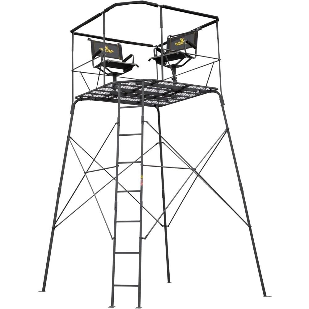 River's Edge Quad Pod Tower Stand 2-Man with Swivel Chairs - Rivers Edge Hunting Products