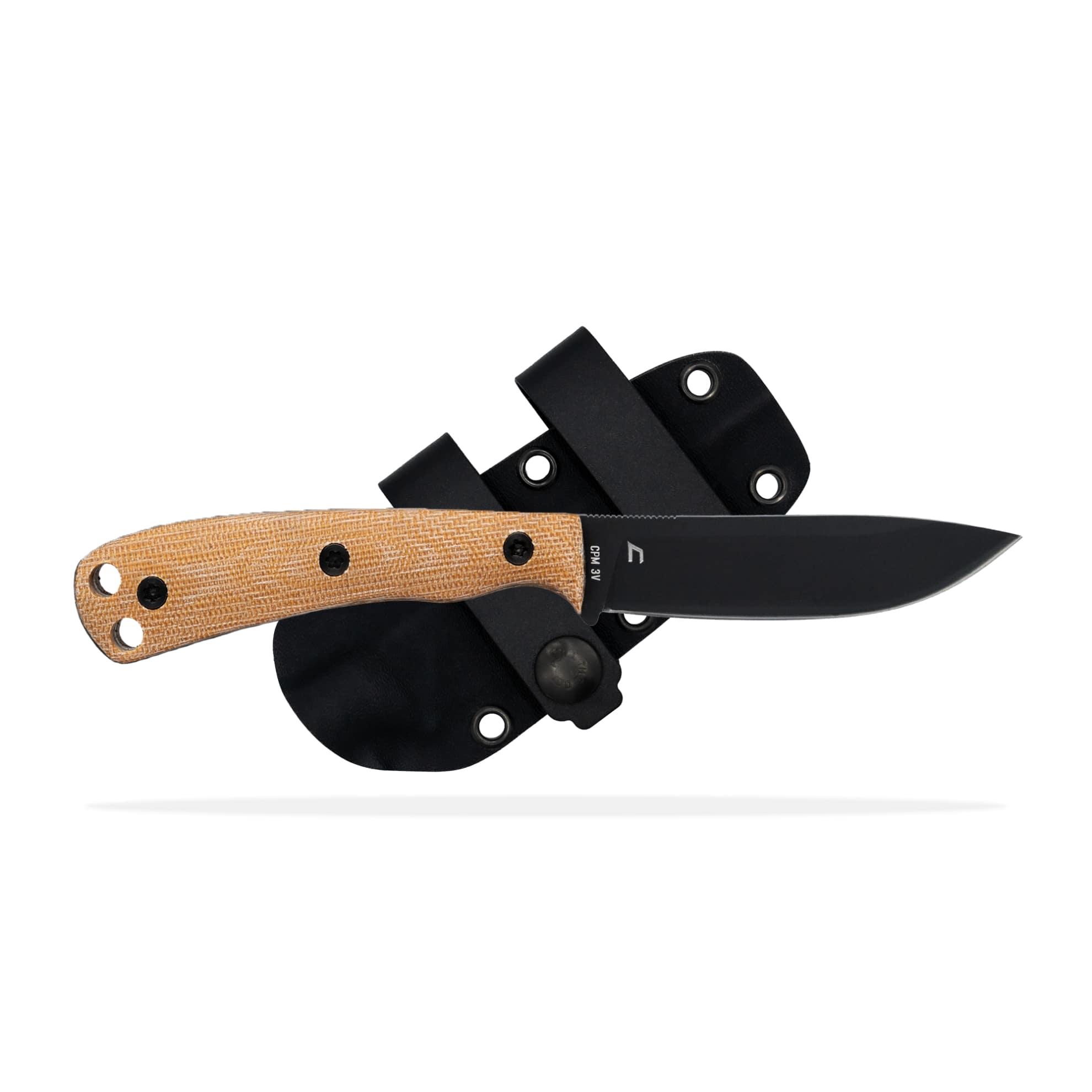 Shield Arms Ascent Fixed Knife 3-3/5" Black Drop Point Blade Brown - Shield Arms