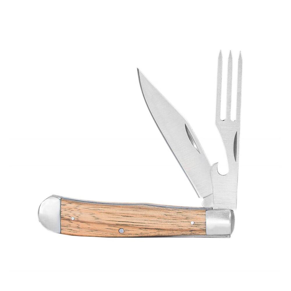 ABKT Cattleman Chuckwagon Trapper Knife 3-1/4" Blade with Fork Blade Zebrawood - ABKT