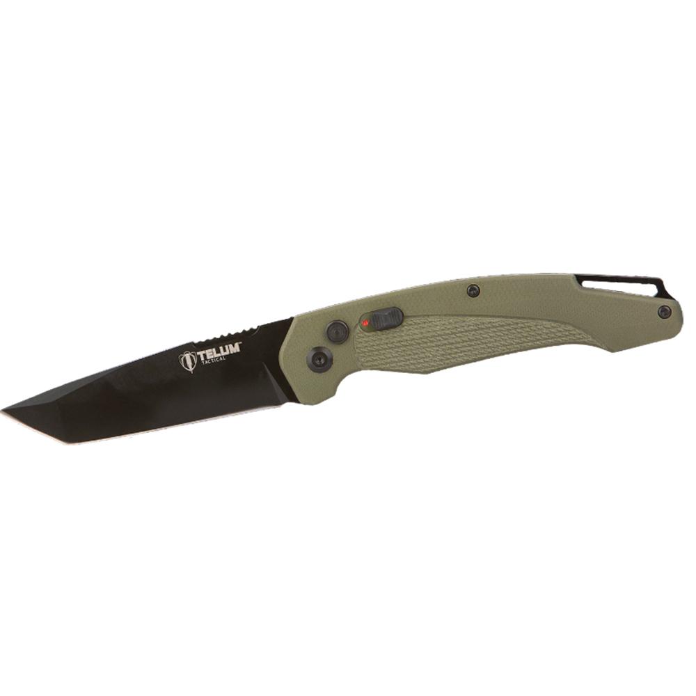 Telum Titan Tactical Automatic Folding Knife 4" Tanto Blade OD Green - Telum