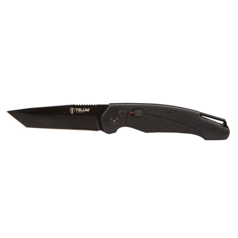 Telum Titan Tactical Automatic Folding Knife 4" Tanto Blade Black - Telum