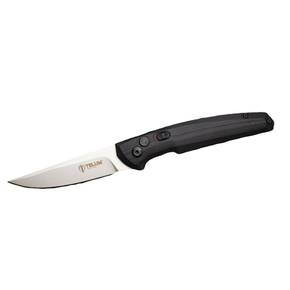 Telum Glaive Tactical Automatic Folding Knife 4" Drop Point Blade Black - Telum