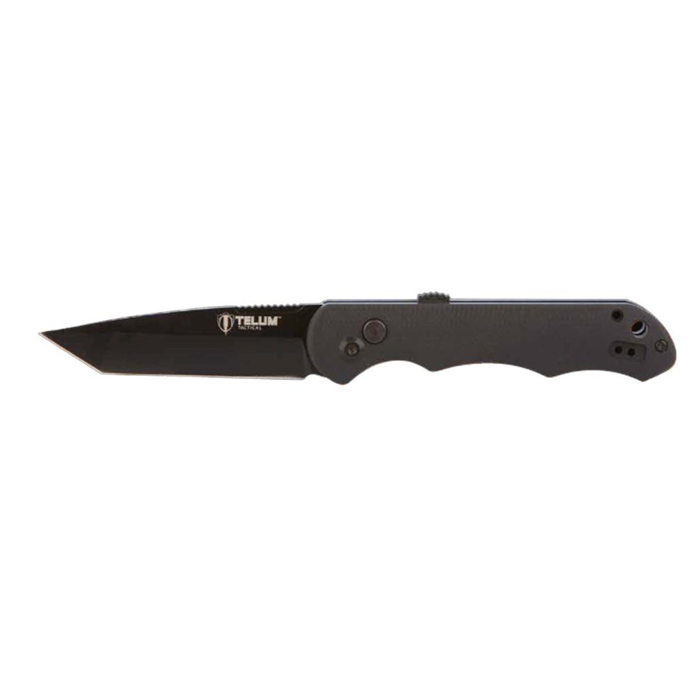 Telum Aftershock Tactical Automatic Knife 3-1/2" Tanto Blade Black - Telum