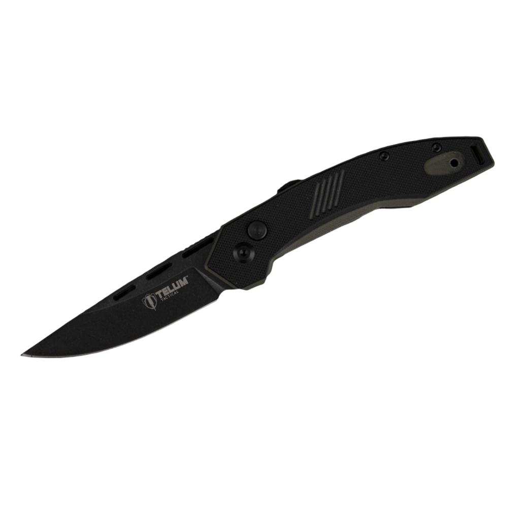 Telum Incinerator Tactical Automatic Knife 3-1/2" Drop Point Blade Black - Telum