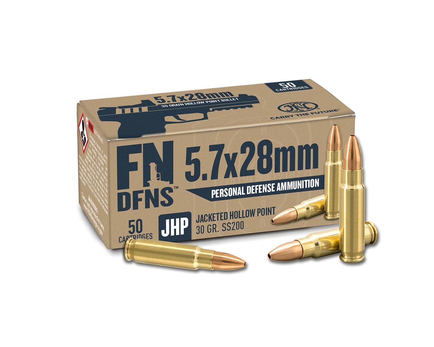 FN USA DFNS SS200 Personal Defense Ammunition 5.7x28mm 30gr JHP 1894 fps 50/ct - FN USA