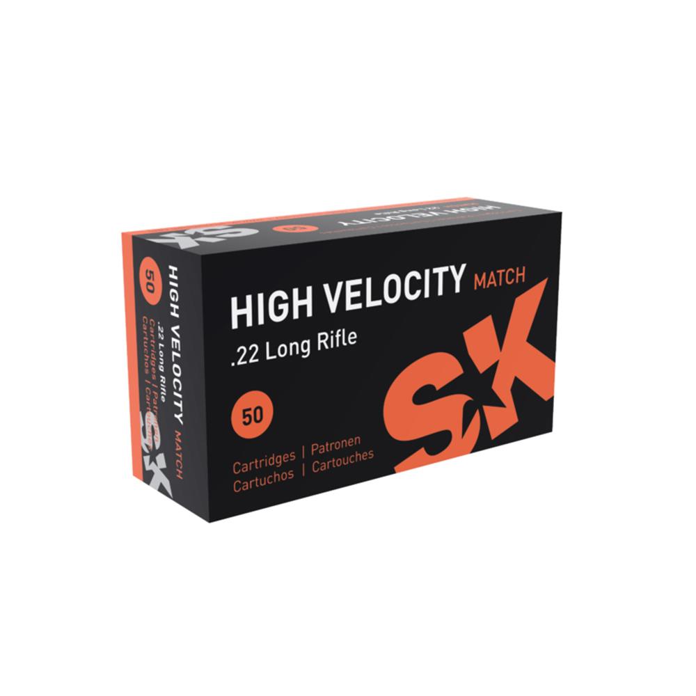 SK High Velocity Match Rimfire Ammunition .22 LR 40gr 1263 fps 50/ct - SK