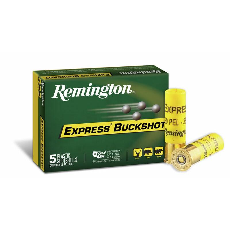 Remington Express Buckshot Shotgun Ammo 20 ga 2 3/4" 3 3/4 dr 20 plts #3B 1220 fps 5/ct - Remington