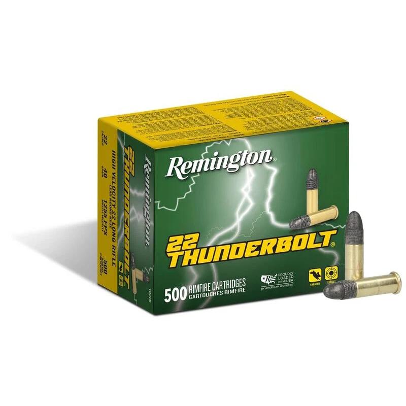 Remington .22 Thunderbolt Rimfire Ammunition .22 LR 40 gr RN 1255 fps (10 500/ct Box) 5000/case - Remington