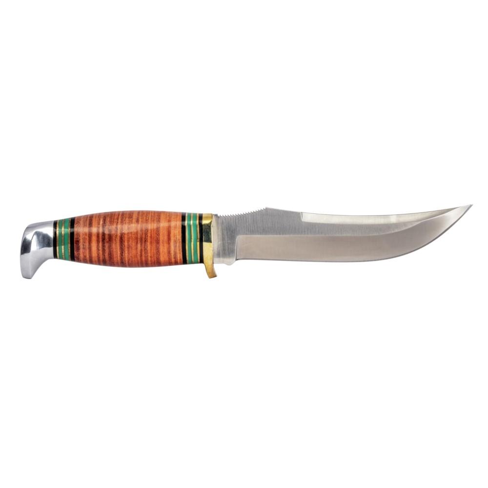 Remington Stacked Leather 10" Overall Length Fixed Blade Knife with Brown Leather Sheath - Remington