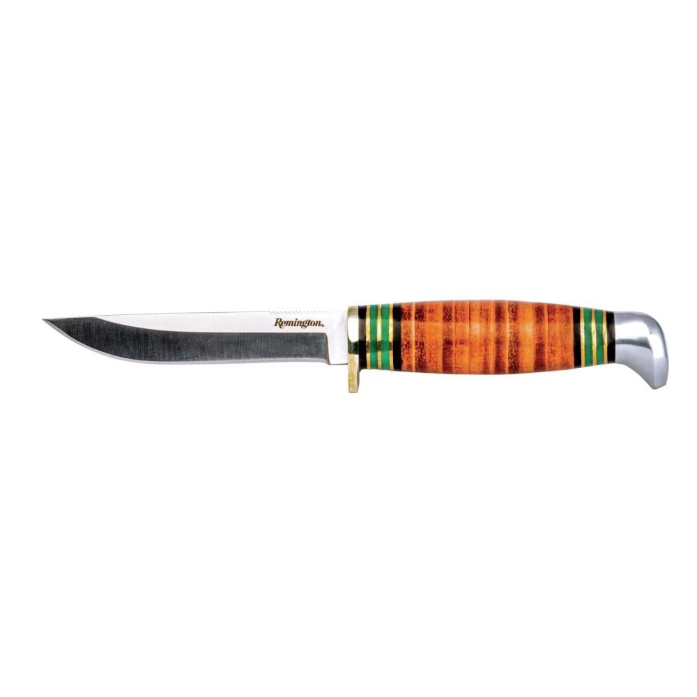 Remington Stacked Leather Fixed Knife 4" Straight Back Blade - Remington