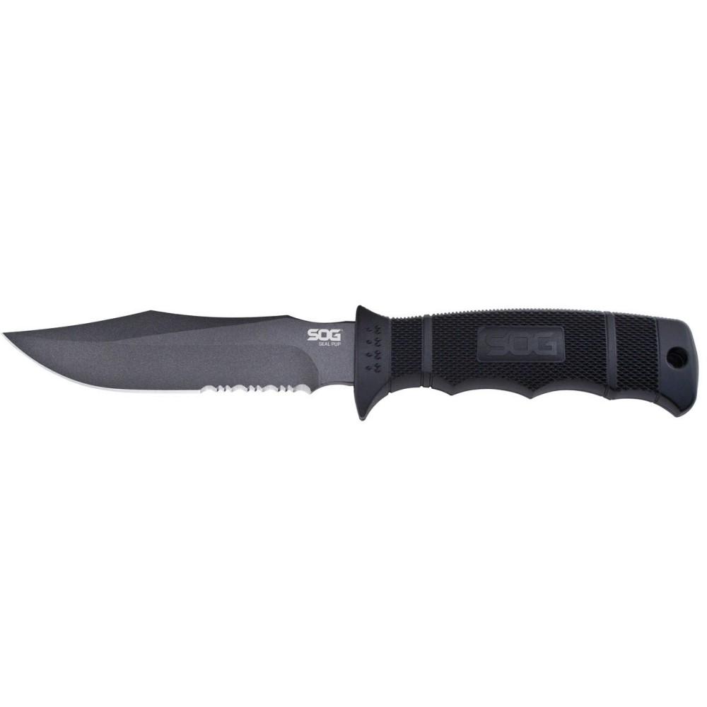 SOG Seal Pup Fixed Blade Knife 43/4" Clip Point Blade Black with Nylon