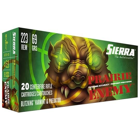 Sierra Prairie Enemy Rifle Ammunition 223 Remington 69gr BlitzKing 2950 fps 20/ct - Sierra