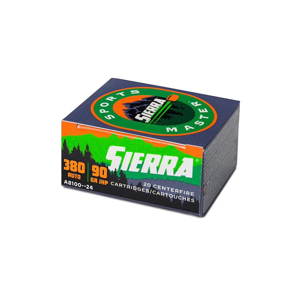 Sierra Sports Master Handgun Ammunition .380 Auto 90 gr JHP 990 fps 20/ct - Sierra