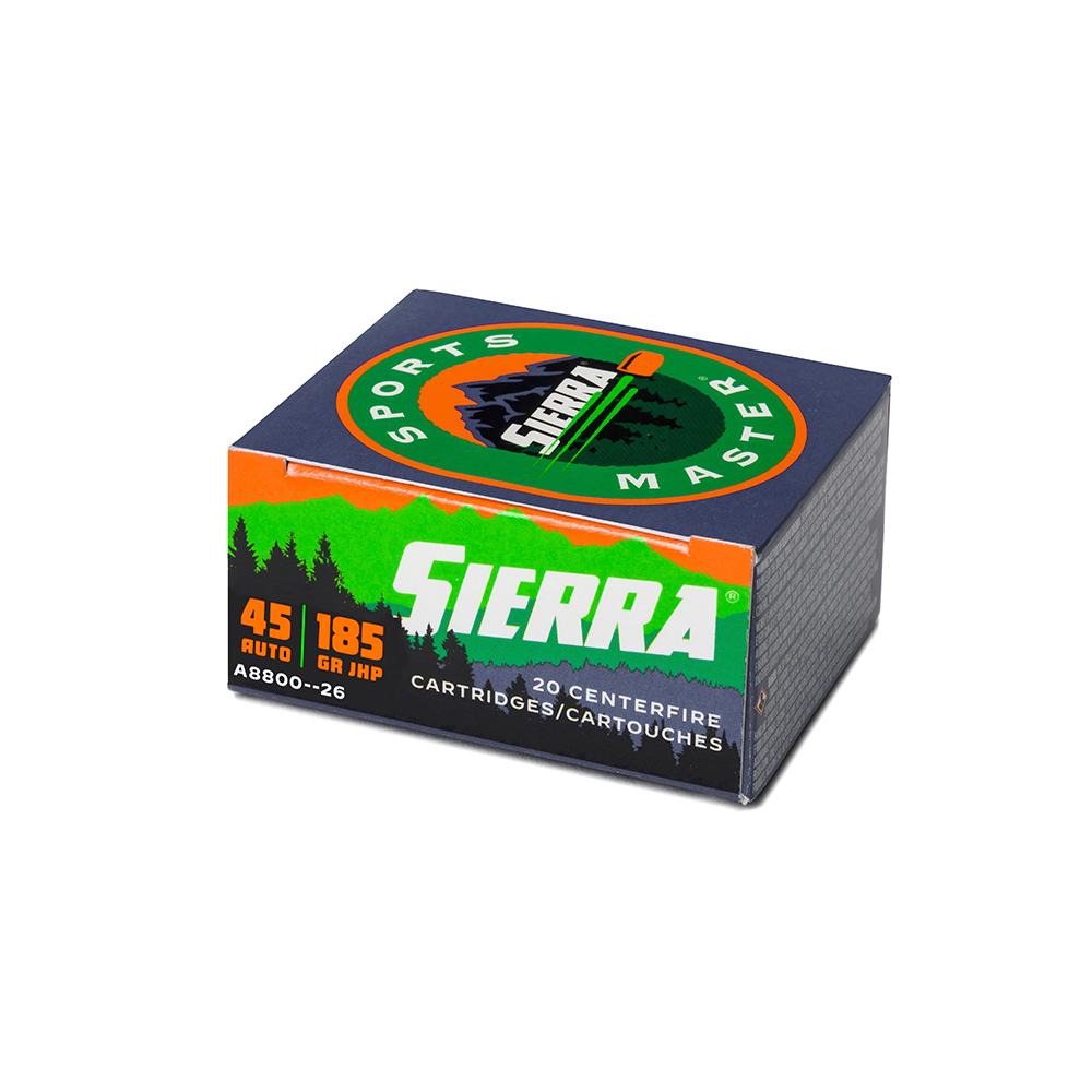 Sierra Sports Master Handgun Ammunition .45 Auto 185 gr JHP 995 fps 20/ct - Sierra