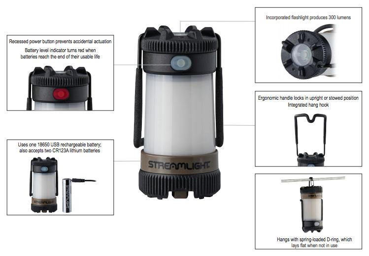 Streamlight 44956 Siege x USB Rechargeable Hand Lantern / Flashlight Combo