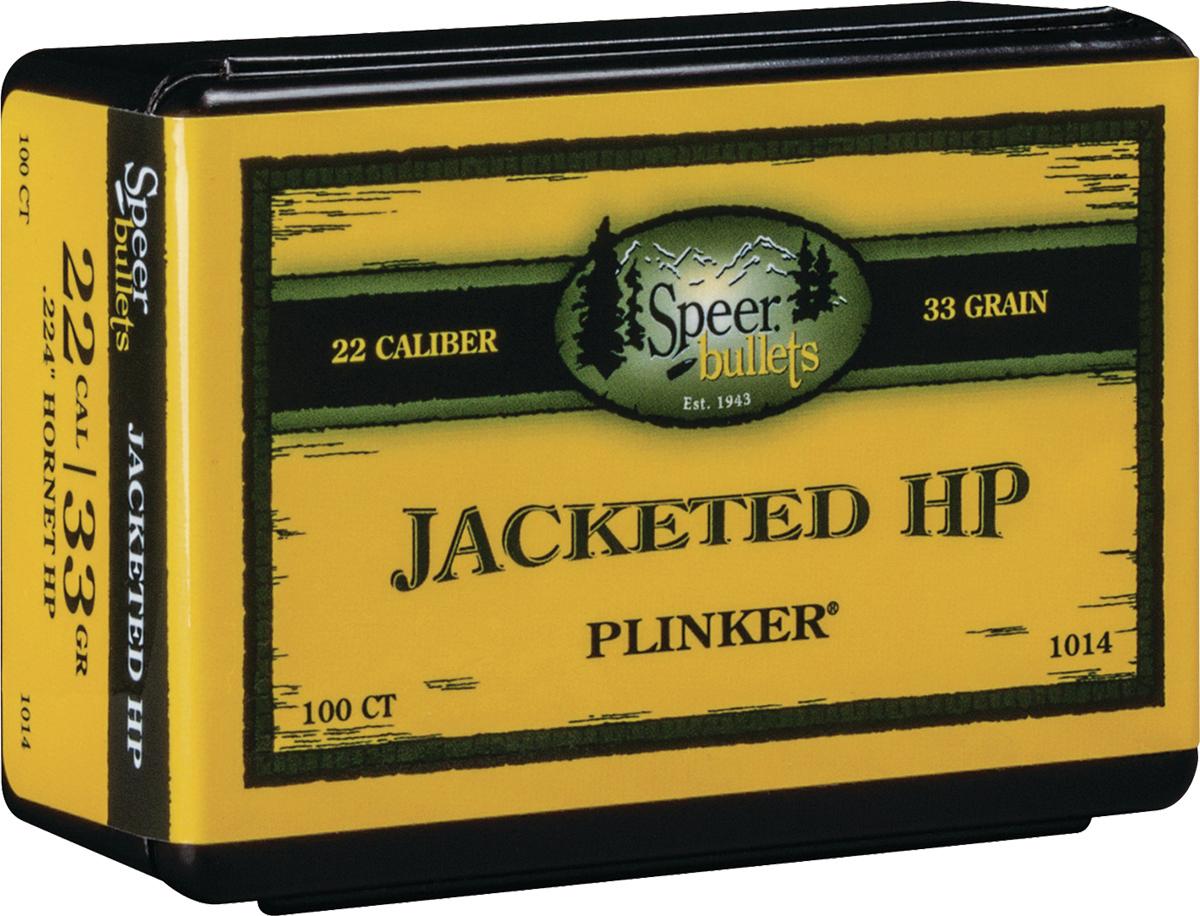 Speer Plinker Jacketed Rifle Bullet .22 Hornet .224" 33 gr Hornet JHP 100/ct - Speer