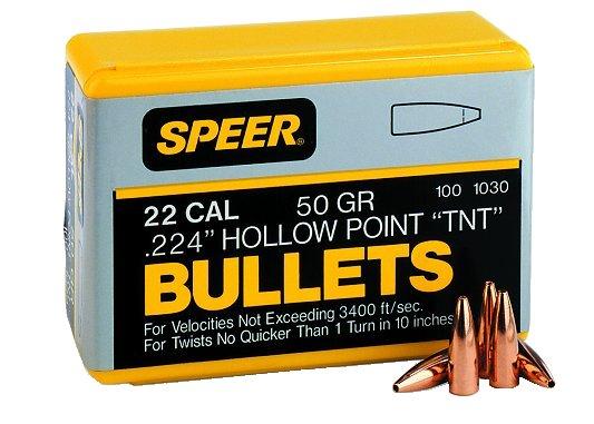 Speer TNT Rifle Bullets .22 cal .224" 55 gr TNTHP-HV 100/ct