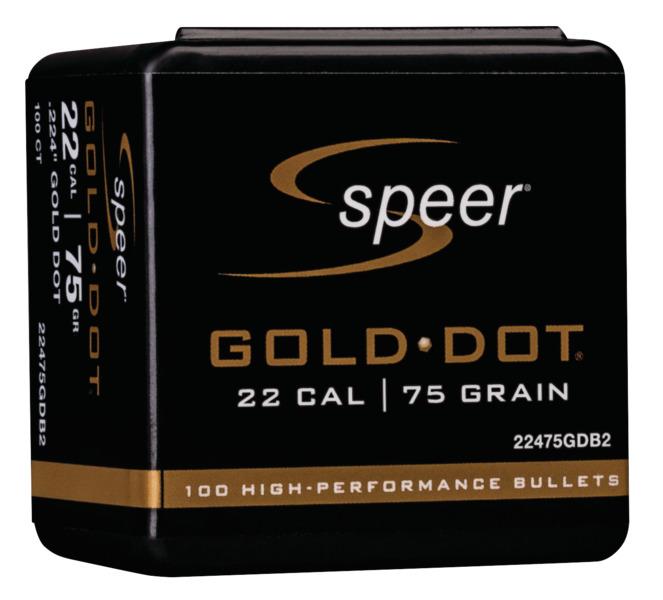 Speer Gold Dot Component Rifle Bullets .224 cal .224" 75 gr GOLD DOT SP - 100/Box - Speer