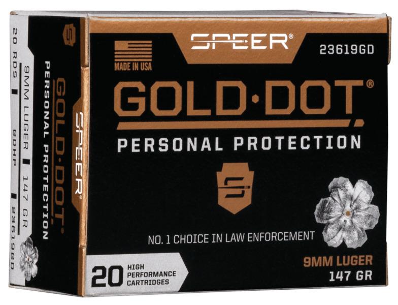 Speer Gold Dot Handgun Ammunition 9mm Luger 147 gr HP 985 fps 20/ct - Speer