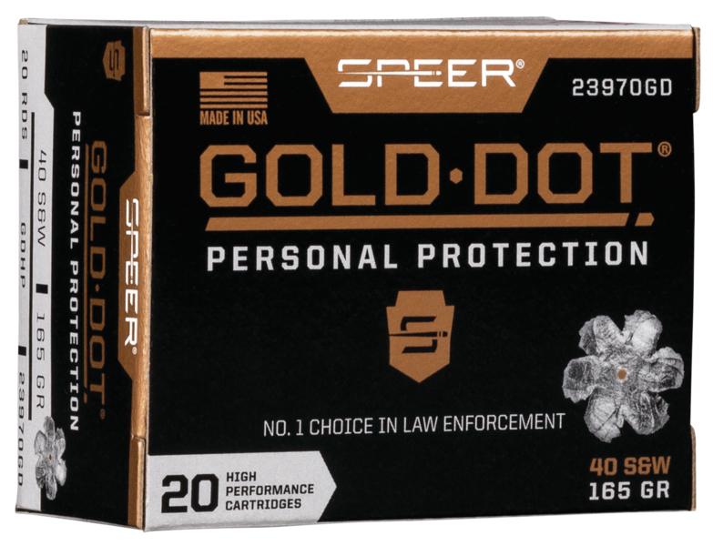 Speer Gold Dot Handgun Ammunition .40 S&W 165gr HP 1150 fps 20/ct - Speer