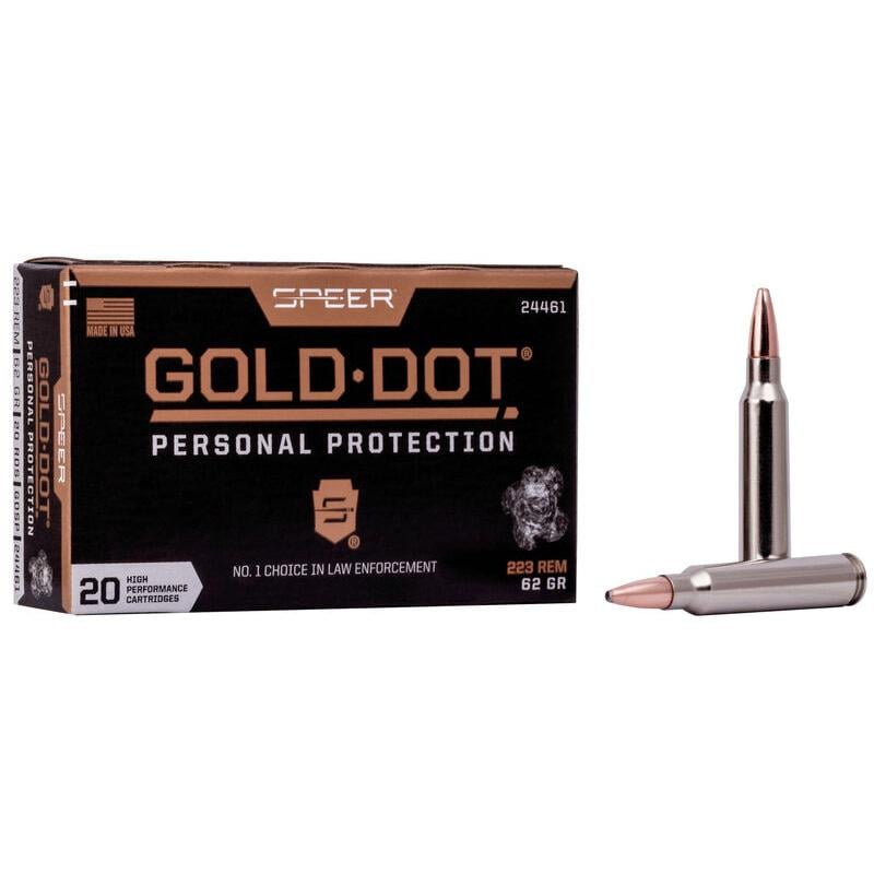 Speer Gold Dot Rifle Ammunition 223 Rem 62gr SP 3000 fps 20/ct - Speer