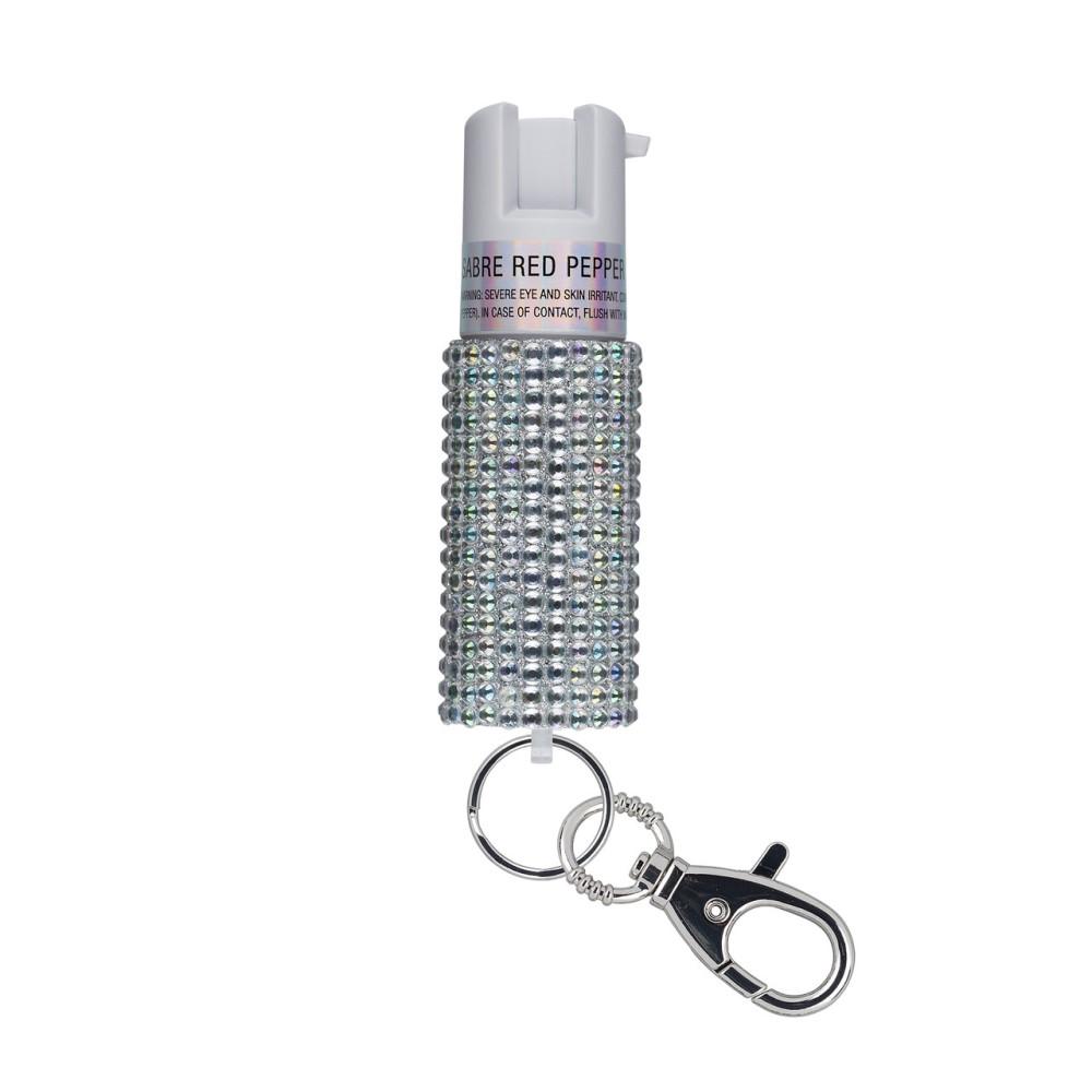 Sabre Jeweled Pepper Spray with Key Ring Silver - Sabre