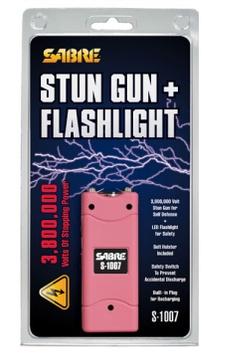 Sabre 3.8 Million Volt Stun Gun with LED Flashlight - Pink - Sabre