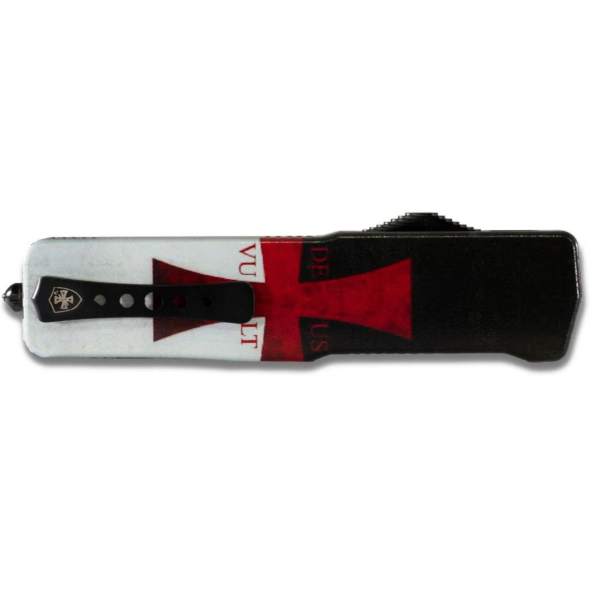 Templar Knives Premium Weighted Automatic Knife 3" Serrated Dagger Blade Templar Flag - Templar Knife