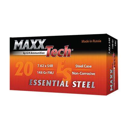 Maxxtech Essential Steel Case Rifle Ammunition 7.62X54R 148gr FMJ 500/ct Case(25-20rd Boxes) - MaxxTech