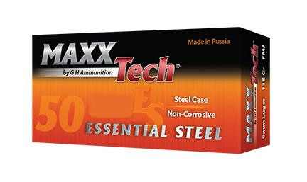 Maxxtech Essential Steel Handgun Ammunition 9x18 Makarov 92gr FMJ 1000/ct Case (20-50rd Boxes) - MaxxTech