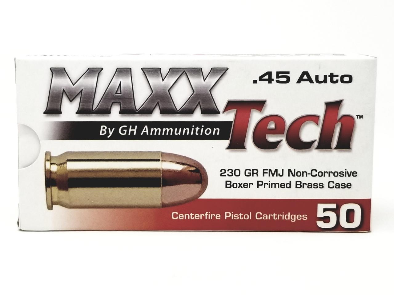 Maxxtech Brass Casefire Handgun Ammunition .45 ACP 230 gr FMJ 1000/ct - MaxxTech