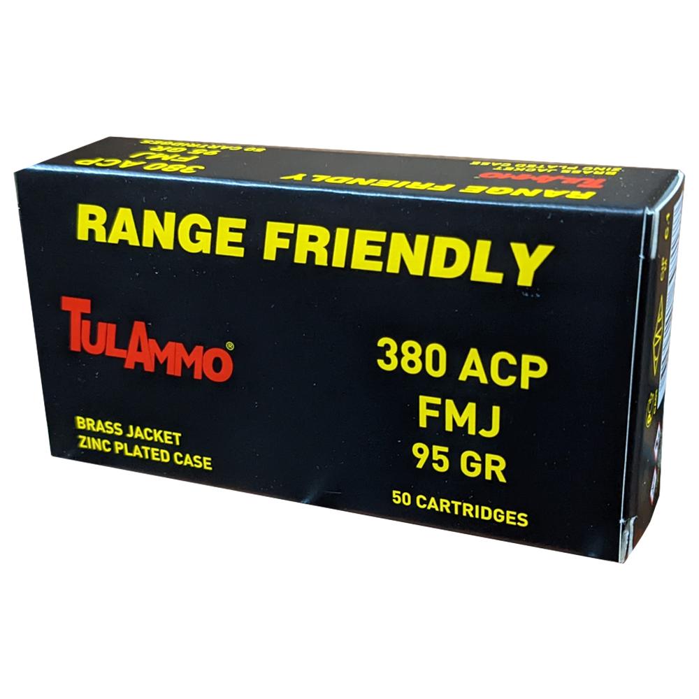 Tula Ammo Zinc Coated Steel Case Handgun Ammunition .380 ACP 95gr FMJ 1000/ct Case (20-50/ct Boxes) - TulAmmo