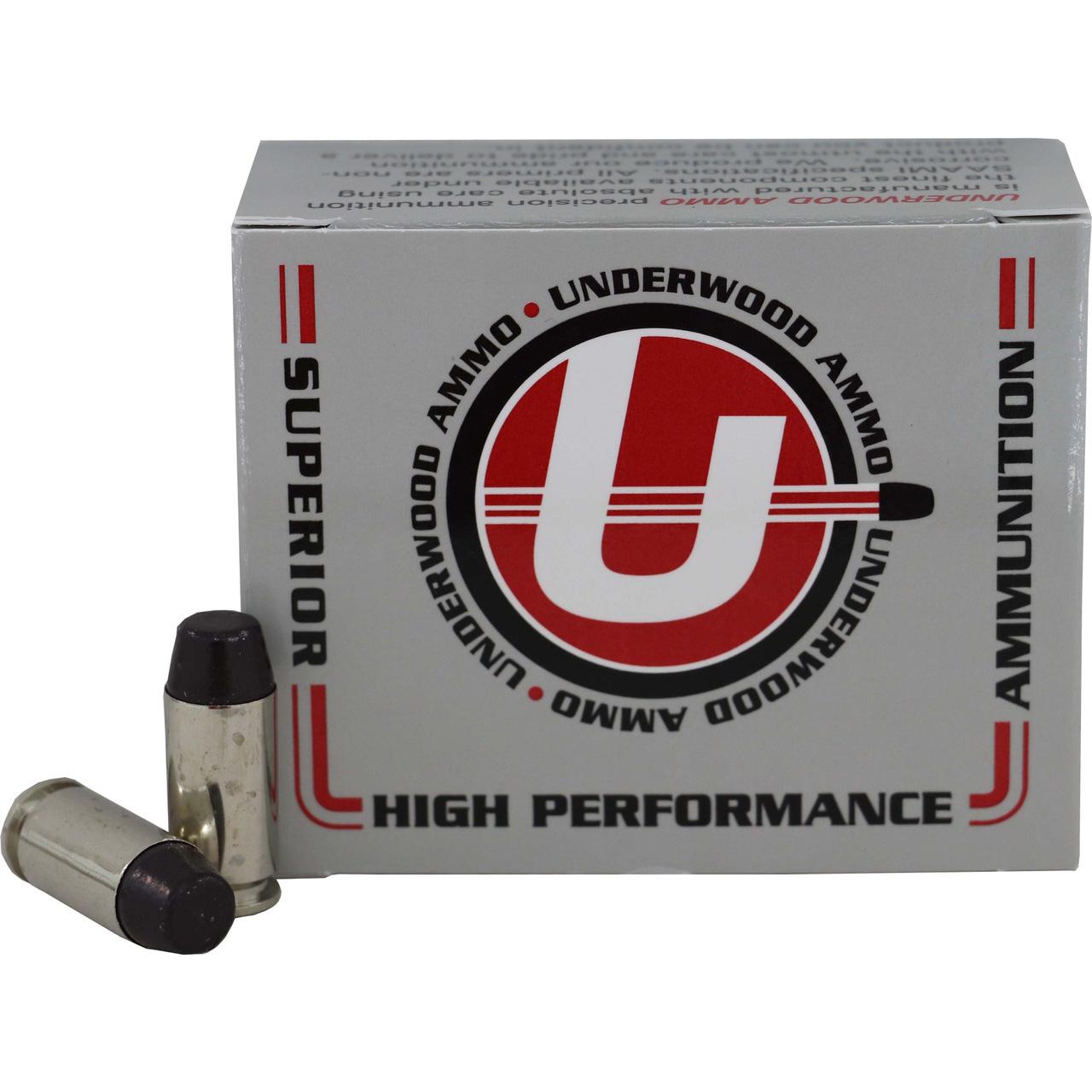 Underwood Ammo Hard Cast Flat Nose Handgun Ammunition 40 S&W 200gr FN 1000 fps 20/ct - Underwood Ammo