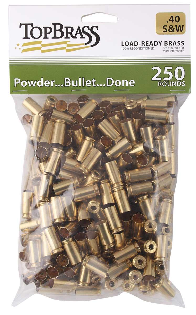 Top Brass Unprimed Remanufactured Handgun Brass .40 S&W Bulk Grade A+ 250/ct  - Top Brass