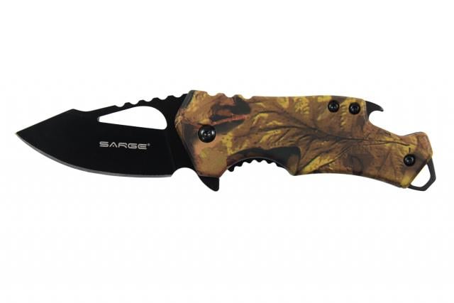 Sarge Knives Camo Fuse- Camo Pocket Knife & Bottle Opener - 6" Overall Length - Sarge Knives