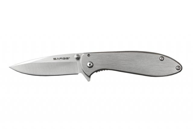 Sarge Knives Hawk Swift Assist Folder Knife 3-1/8" Clip Point Blade Chrome - Sarge Knives