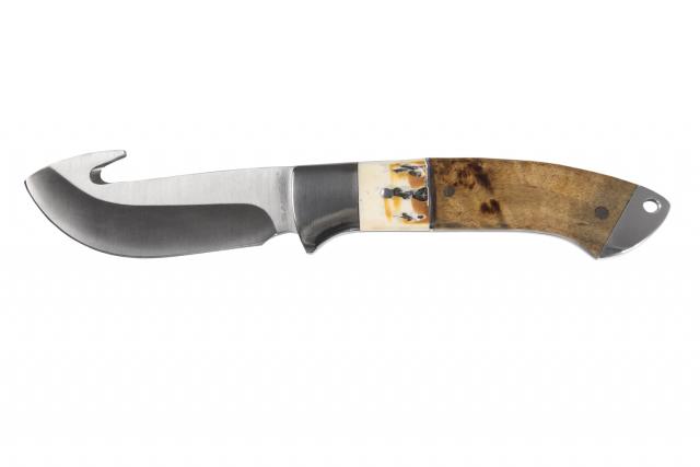 Sarge Knives Terrain Fixed Blade Knife 3-1/2" Gut Hook Wood & Stag - Sarge Knives