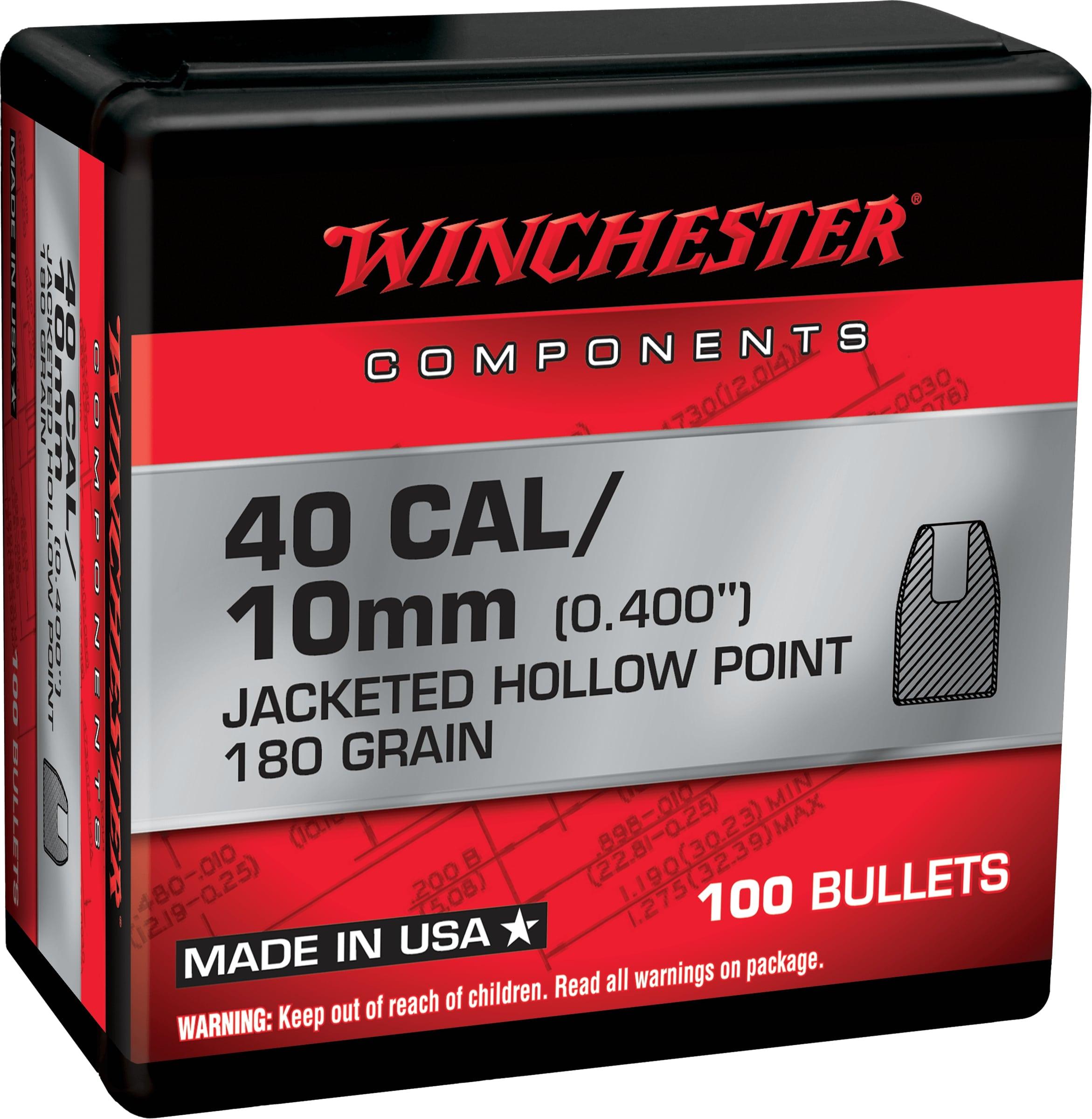 Winchester JHP Bullets 40 cal .400" 180gr 100/ct - Winchester