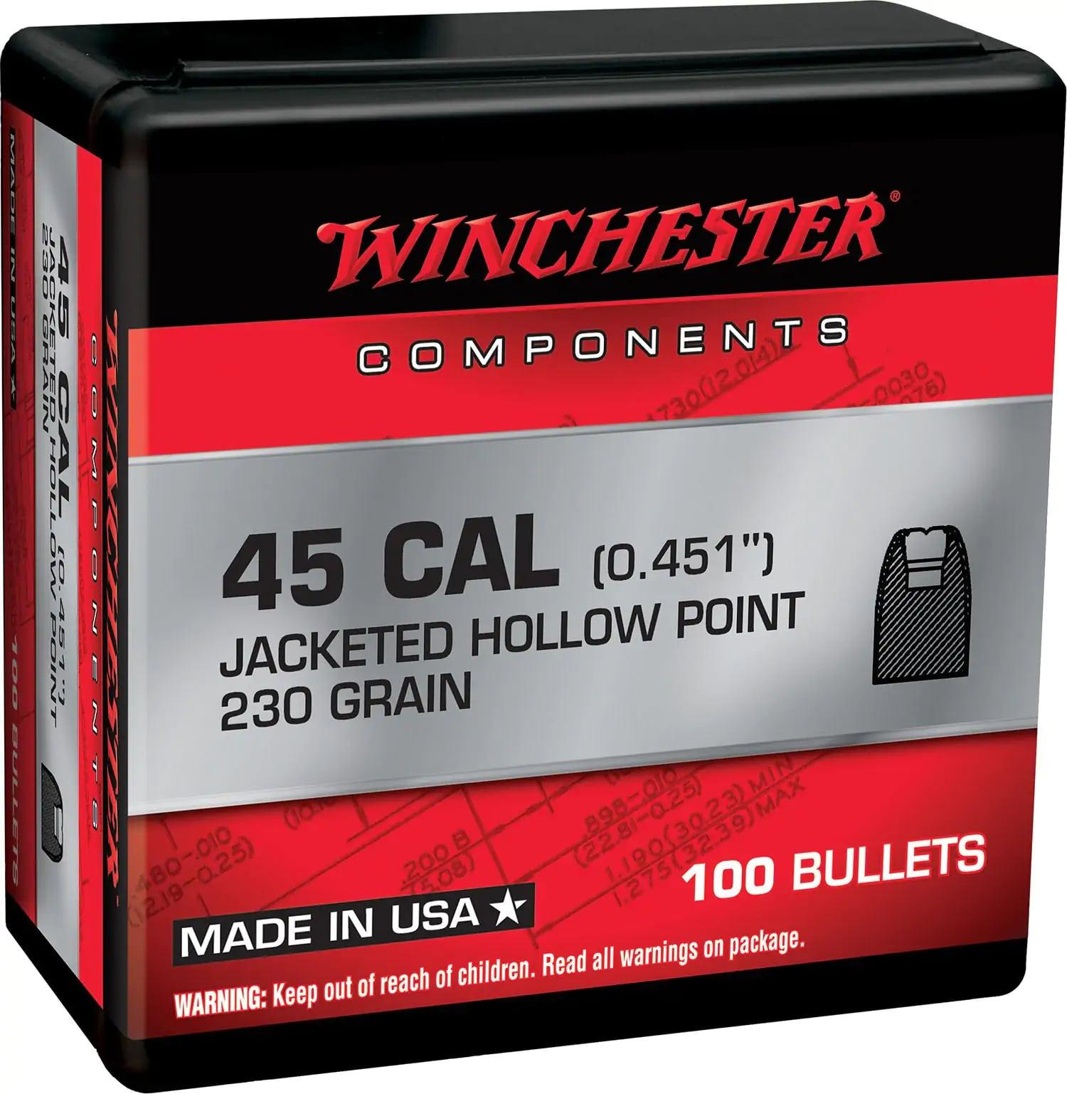 Winchester JHP Bullets .45 cal .451" 230gr 100/ct - Winchester