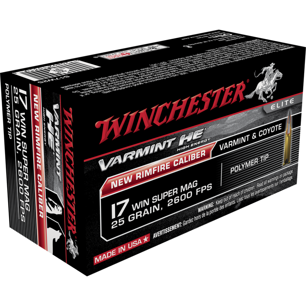 Winchester Varmint Rimfire Rifle Ammunition .17 WSM 25 gr. V-MAX 2600 fps 50/ct - Winchester