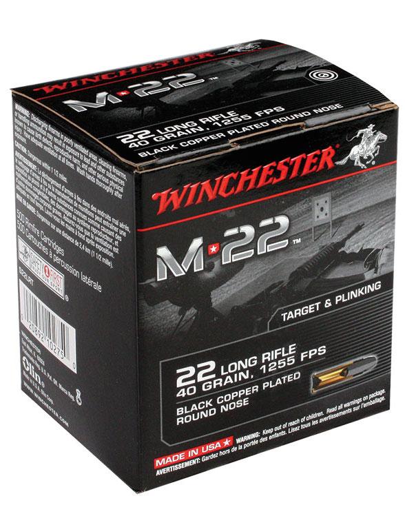 Winchester M-22 Rimfire Rifle Ammunition .22 LR 40 gr. RN 1255 fps 500/ct - Winchester