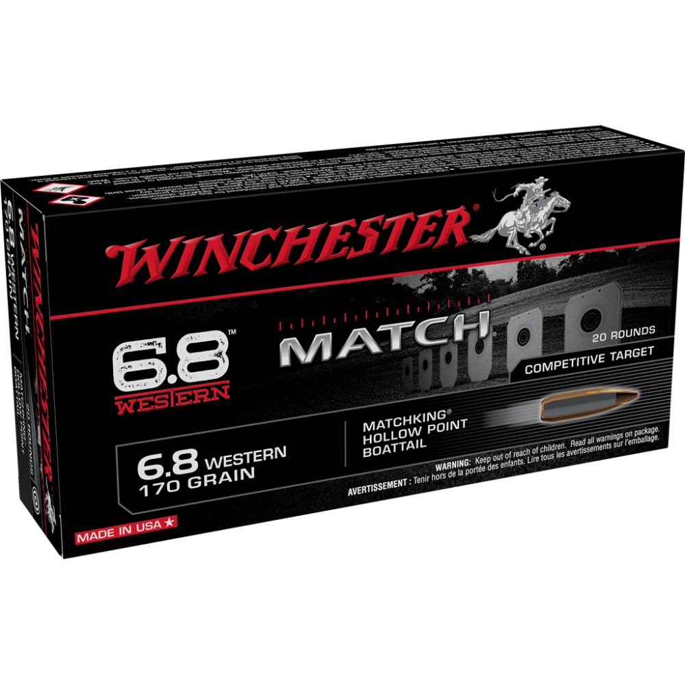 Winchester Match Rifle Ammunition 6.8 Western 170 gr. BTHP 2910 fps 20/ct - Winchester