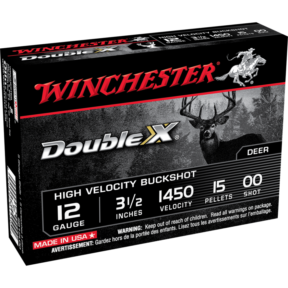 Winchester Double X High-Velocity Buckshot Shotshell 12 ga 3-1/2" 15 plts #00 1450 fps 5/ct - Winchester