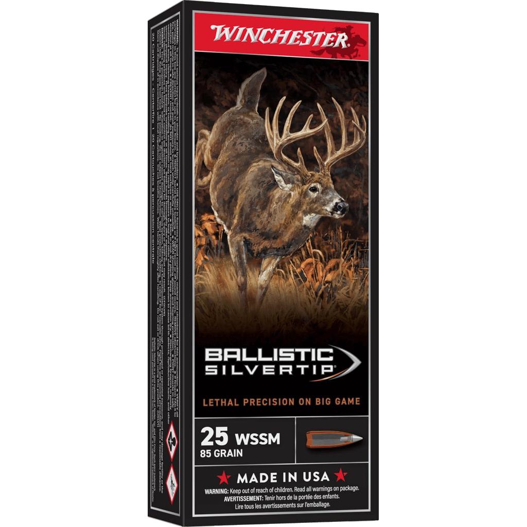 Winchester Ballistic SilverTip Rifle Ammunition .25 WSSM 85 gr. PT 3470 fps 20/ct - Winchester