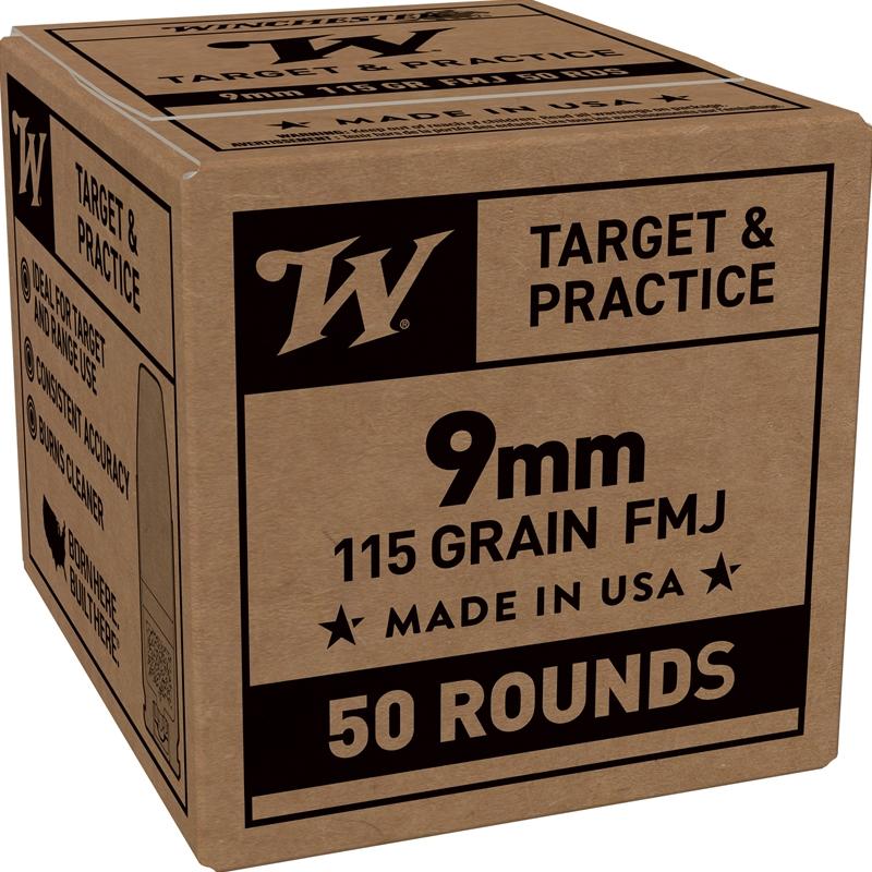 Winchester Service Grade Handgun Ammunition 9mm Luger 115gr FMJ 1300fps 50/ct - Winchester