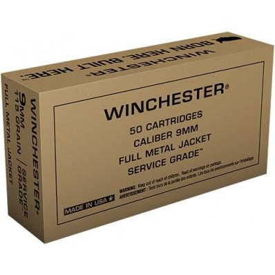 Winchester Service Grade Handgun Ammunition 9mm Luger 115 gr FMJ 1300 fps 500/ct - Winchester