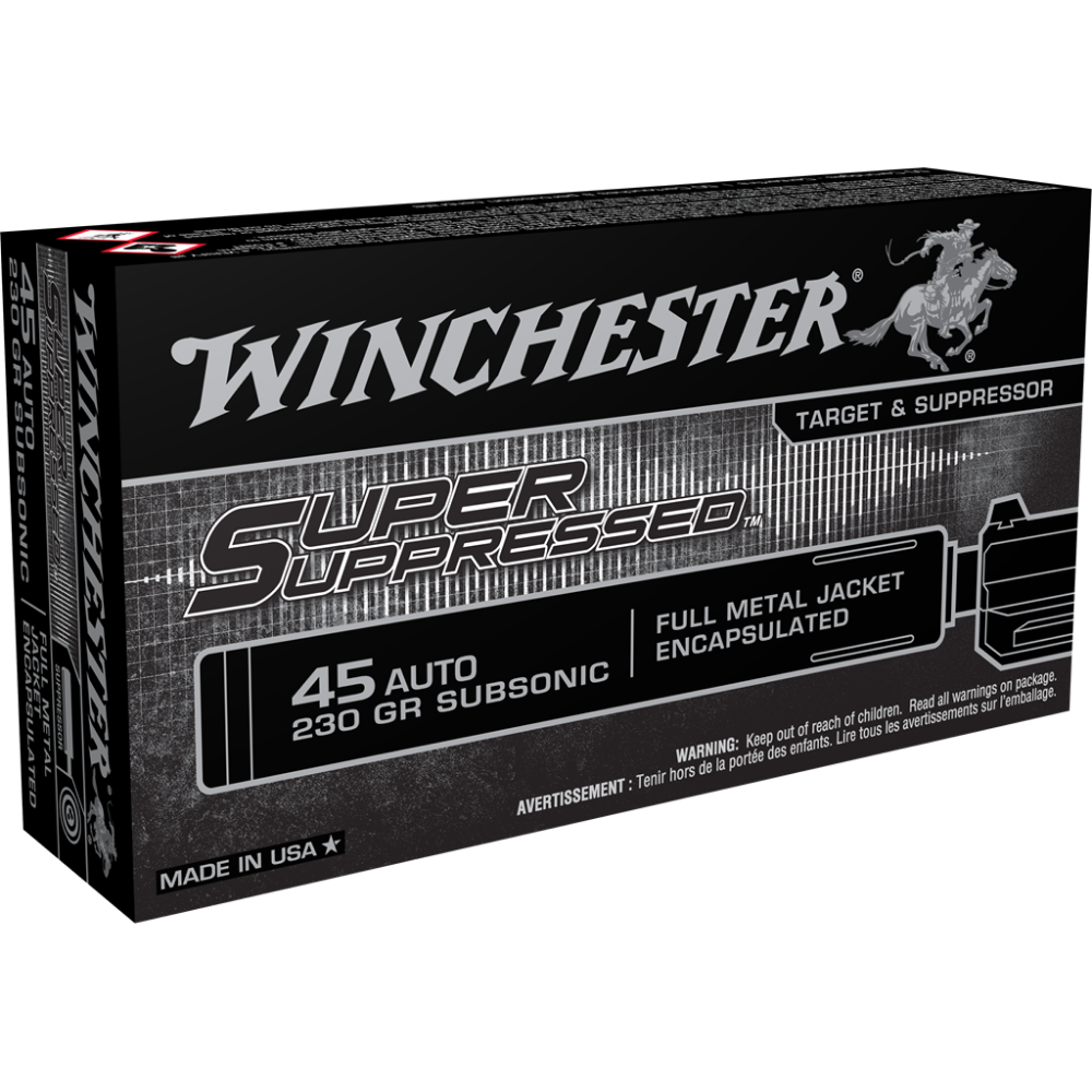 Winchester Super Suppressed Handgun Ammunition .45 ACP 230 gr. FMJE 850 fps 50/ct - Winchester