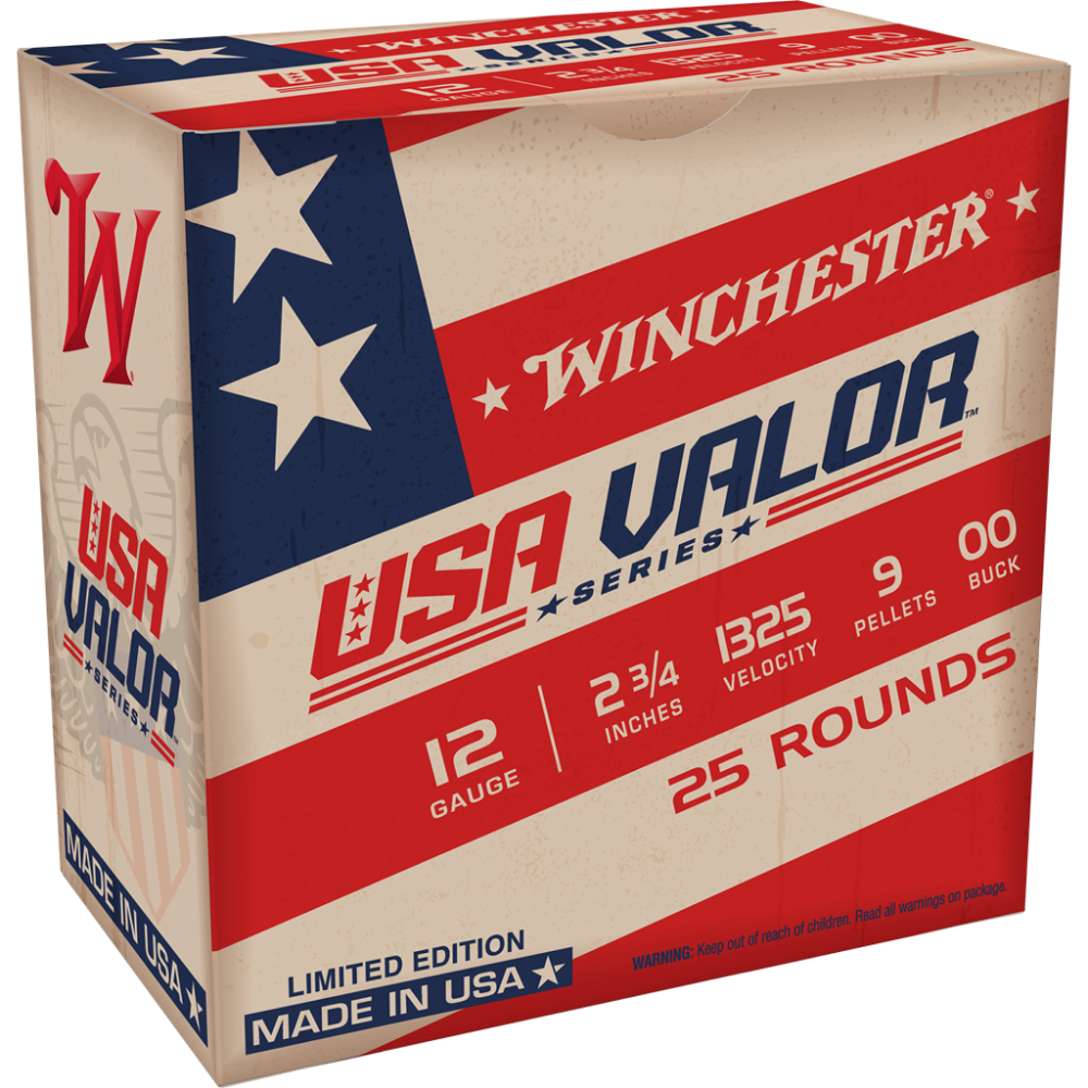 Winchester USA Valor Shotshells 12ga 2-3/4" 9 plts 1325 fps #00 25/ct - Winchester