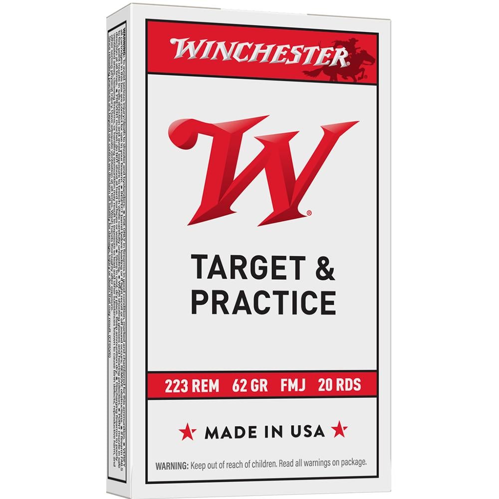 Winchester USA Rifle Ammunition .223 Rem 62 gr. FMJ 3100 fps 1000/ct Case (50 Boxes of 20/ct) - Winchester