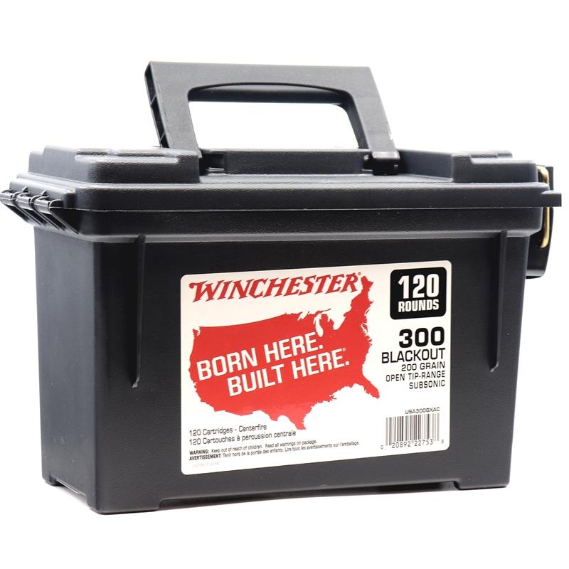 Winchester USA Rifle Ammunition .300 Blackout 200 gr. FMJ OTM 1060 fps 120/ct (Bulk, Plastic Ammo Can) - Winchester